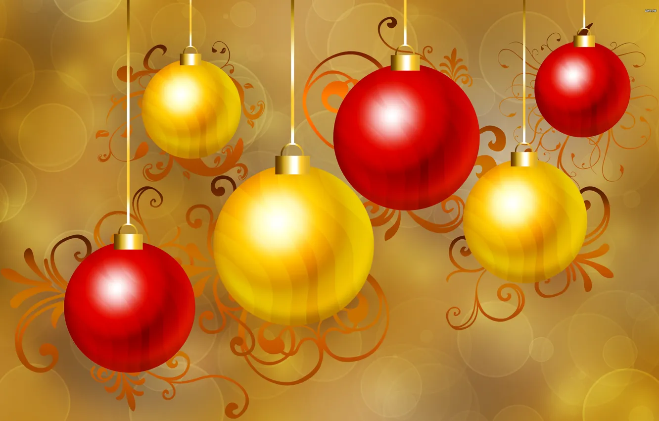 Photo wallpaper balls, new year, Christmas, vector, decoration