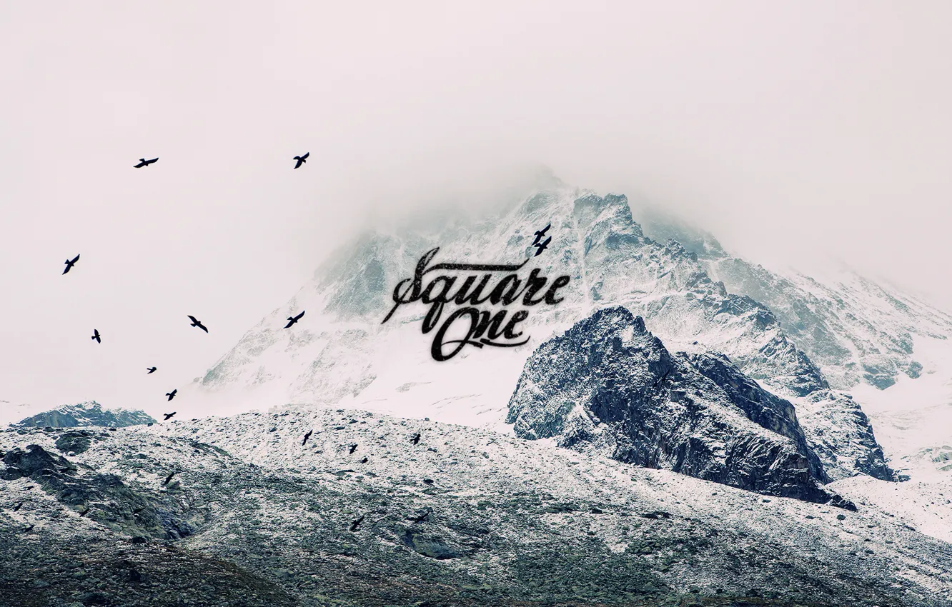 Photo wallpaper freedom, mountains, birds, nature, labels, treatment, lettering, filters