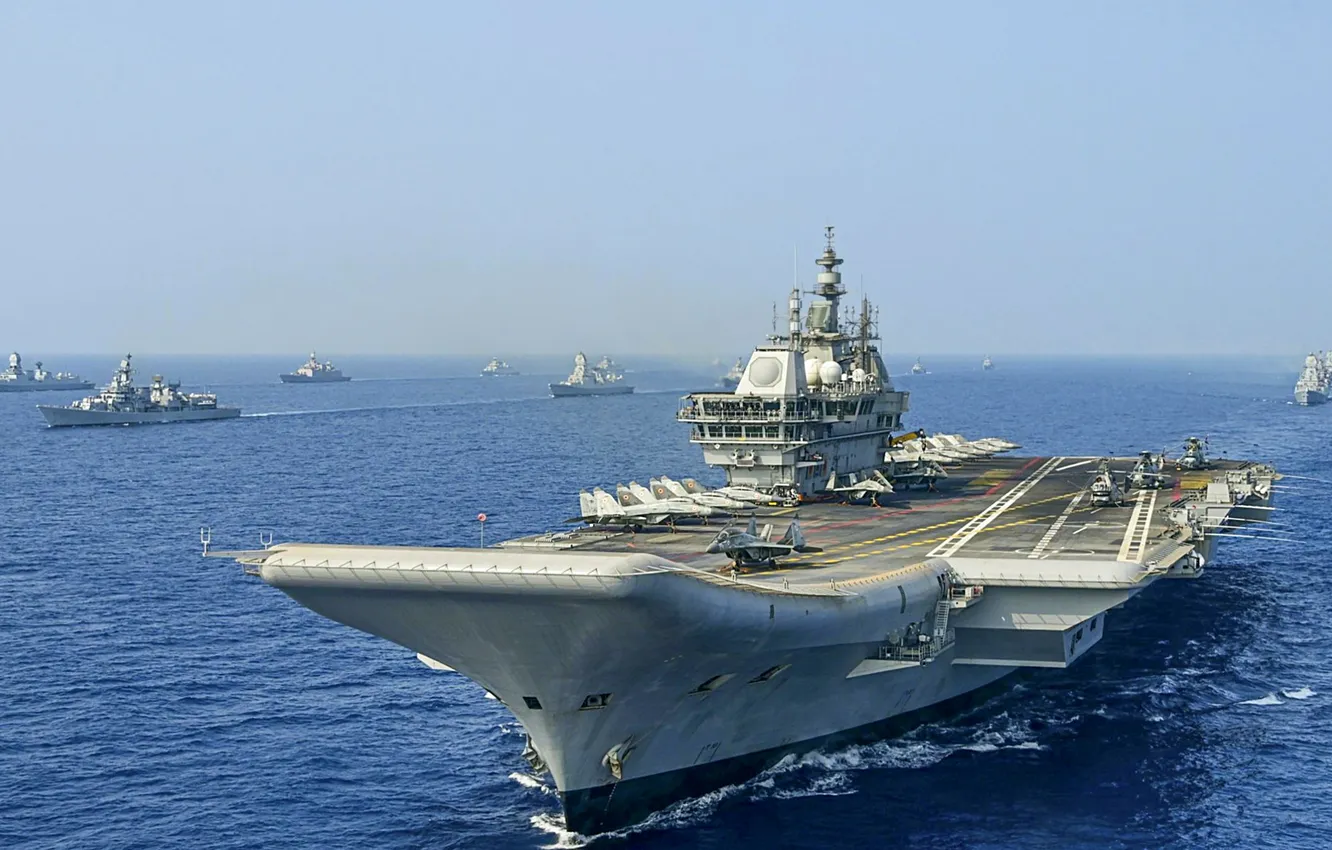 Photo wallpaper exercises, The Indian Navy, aircraft carrier INS Vikrant