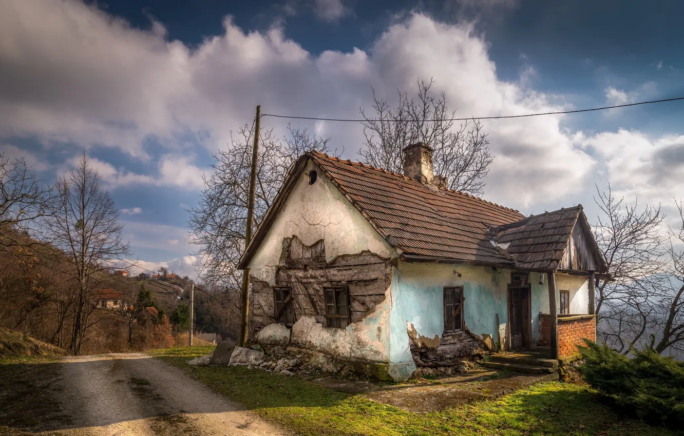 Photo wallpaper road, landscape, home