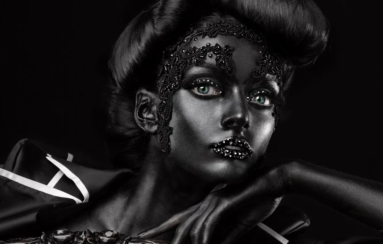 Photo wallpaper black, makeup