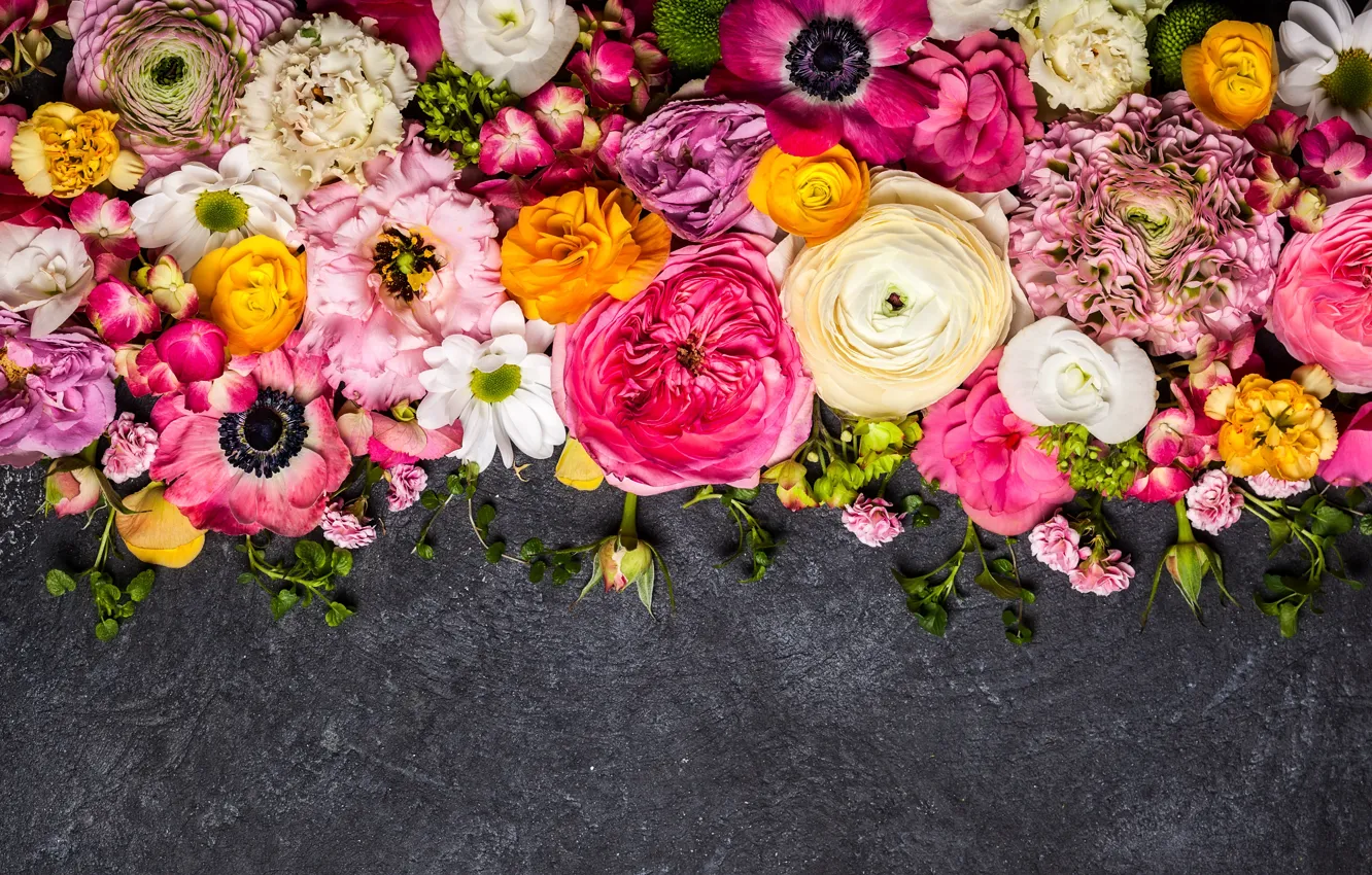 Photo wallpaper flowers, flowers, composition