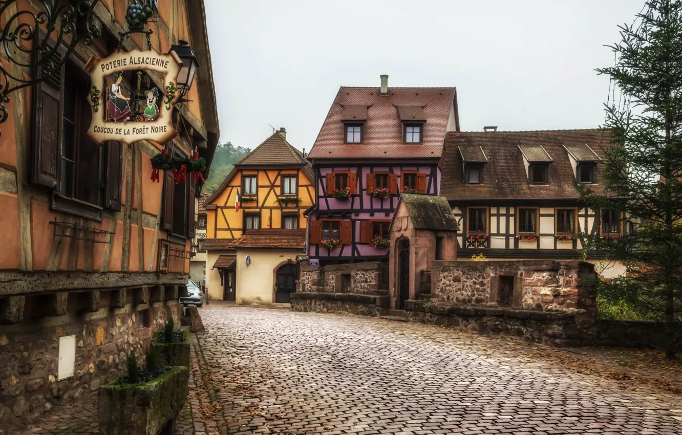 Photo wallpaper France, home, street, Kaysersberg