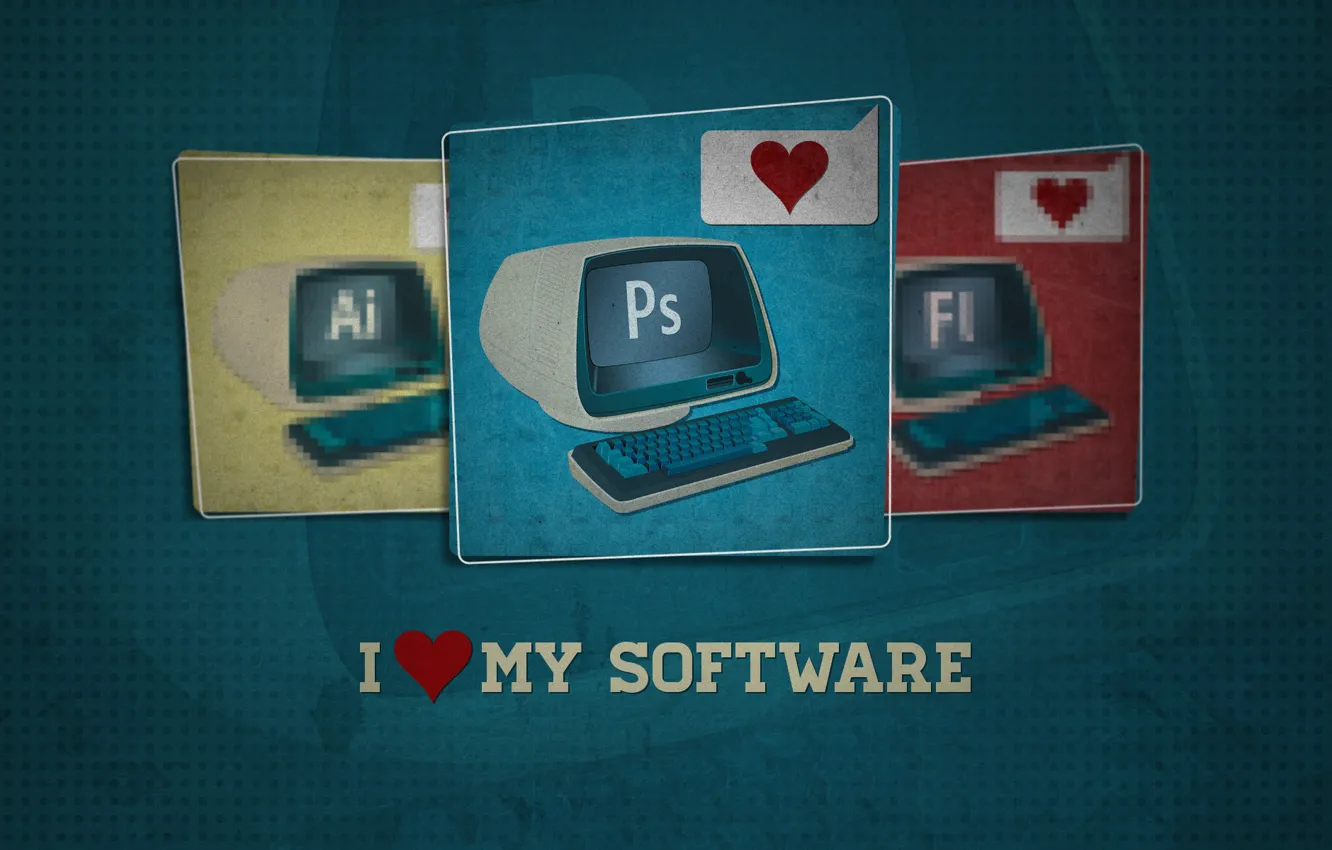 Photo wallpaper photoshop, keyboard, monitor, photoshop, the program, i love my software, I love my, editor