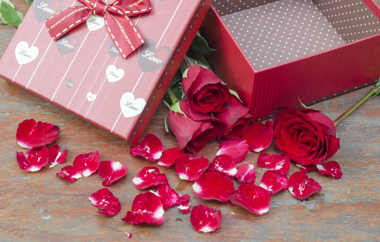Photo wallpaper flowers, gift, roses, pink, flowers, romantic, gift, roses