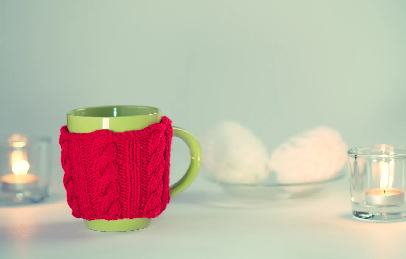 Photo wallpaper candles, Cup, still life