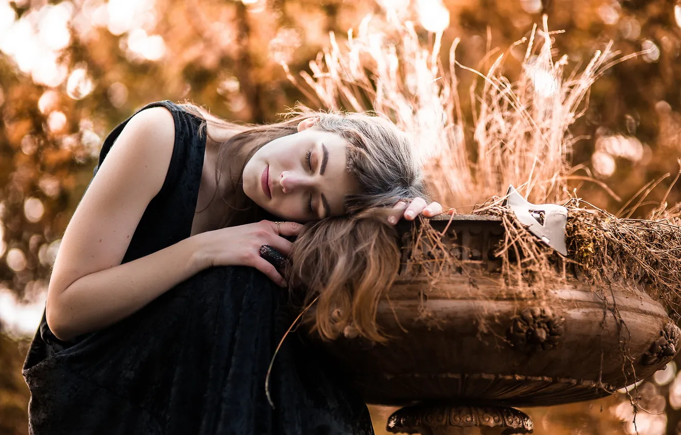 Photo wallpaper girl, nature, mood