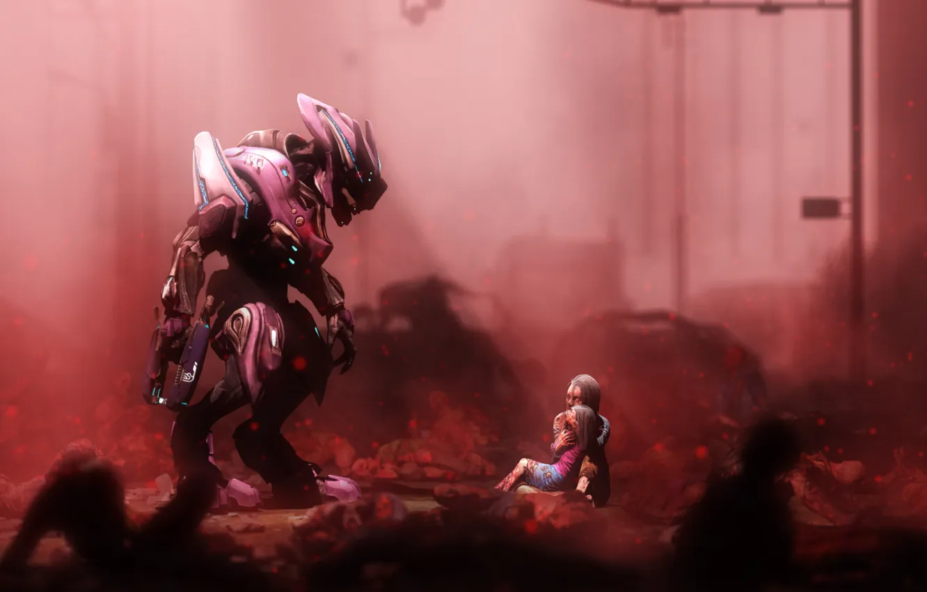 Photo wallpaper the city, death, Halo, ruins, fan art, Covenant, preselec