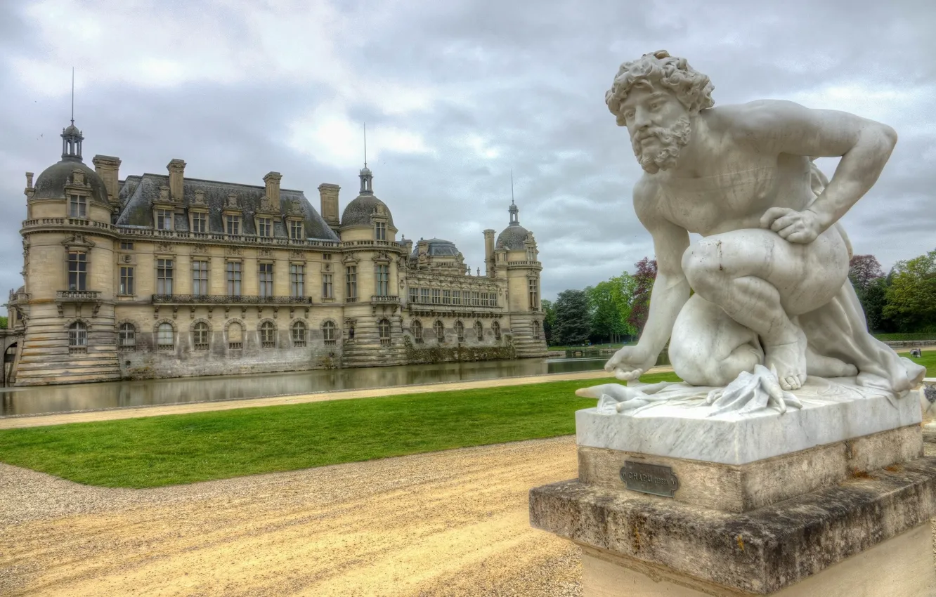 Photo wallpaper France, building, statue, Chantilly Pose