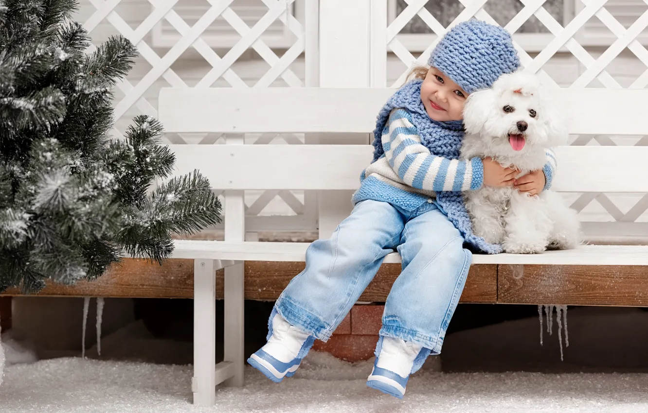 Photo wallpaper each, mood, dog, friendship, girl