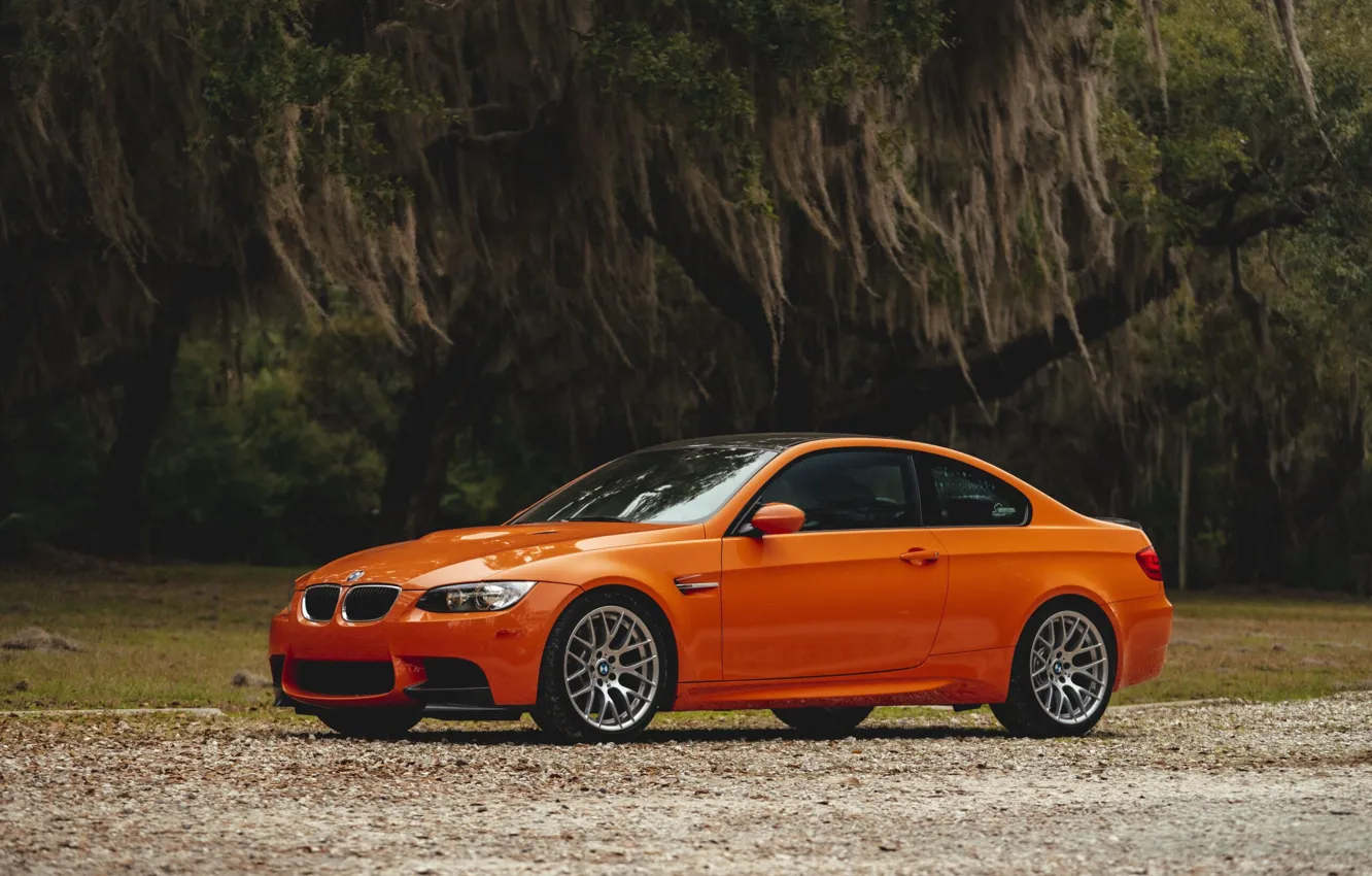 Photo wallpaper Orange, E92, Wheels, Trees, Lime Rock Park Edition, M3