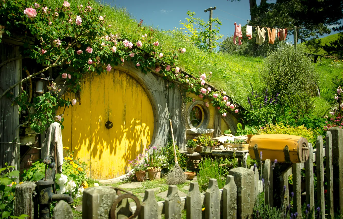 Photo wallpaper summer, flowers, summer, patio, flowers, The hobbit, Hobbit