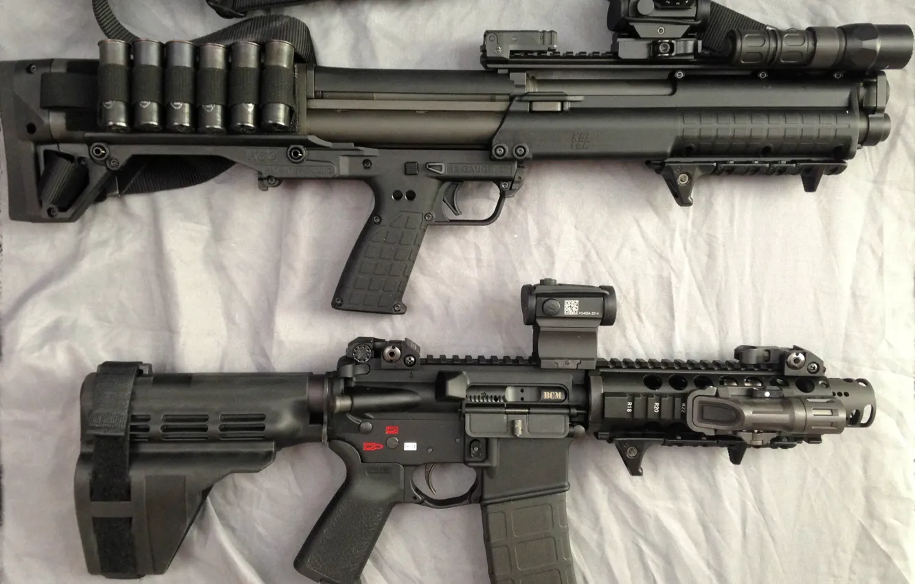 Photo wallpaper gun, weapon, shotgun, AR-15, AR 15, Kel-Tec KSG, Kel-Tec, 12 gauge