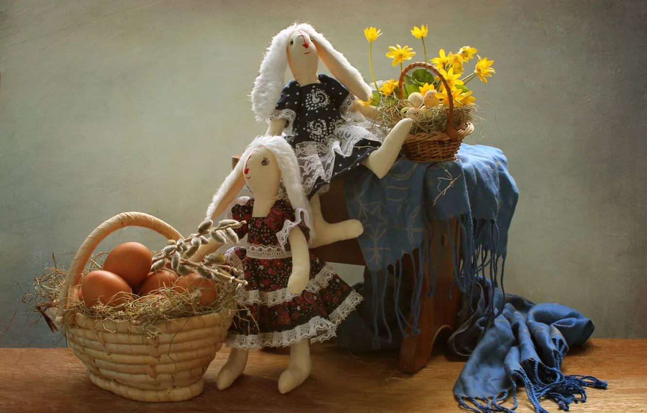 Photo wallpaper eggs, Easter, Bunny