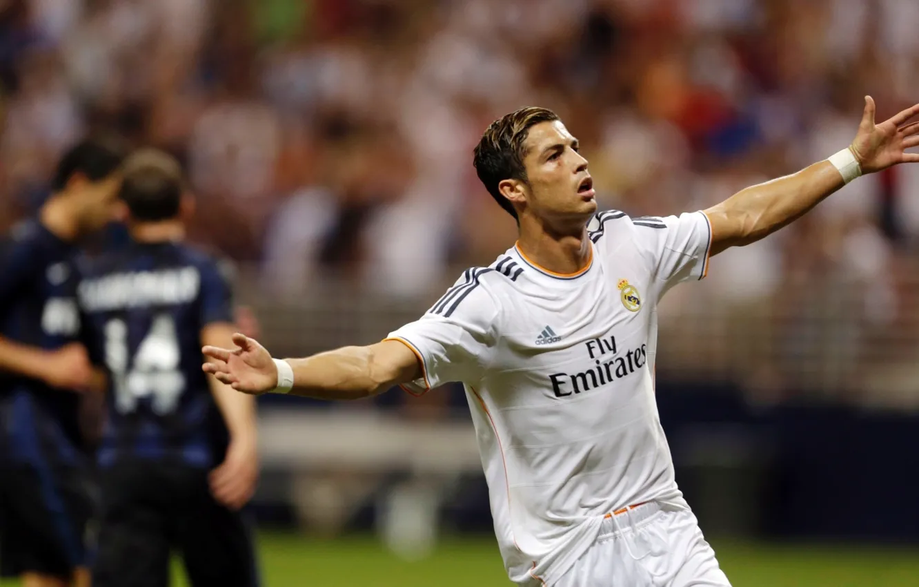 Photo wallpaper lawn, emblem, player, stadium, Inter, the celebration, Real Madrid, Ronaldo