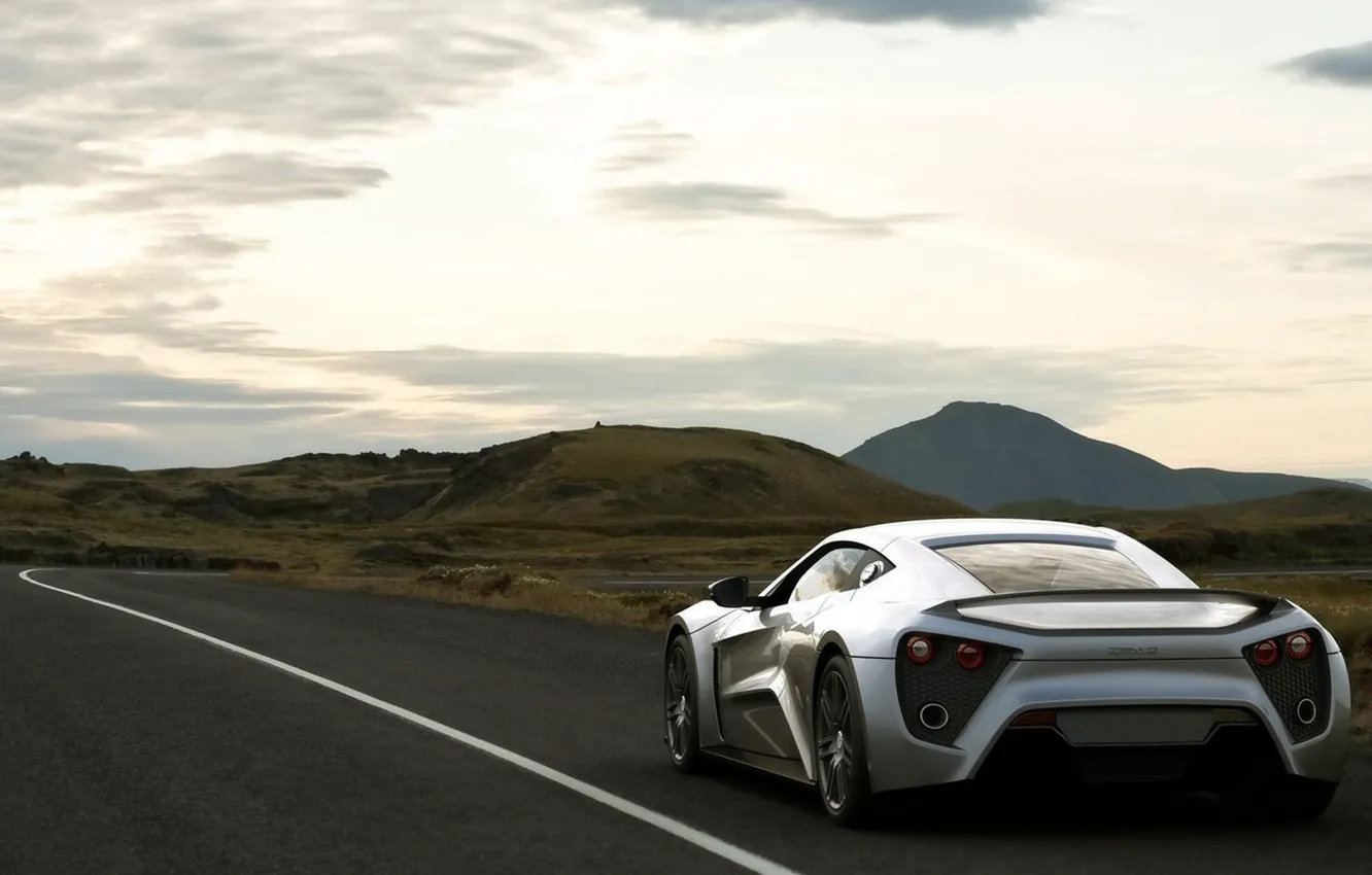 Photo wallpaper Road, Silver, Road, Zenvo, Silver Zenvo St1