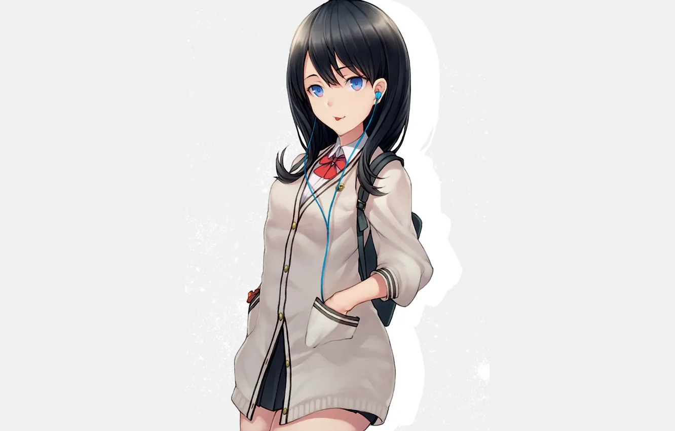 Photo wallpaper girl, background, headphones, SSSS.GRIDMAN