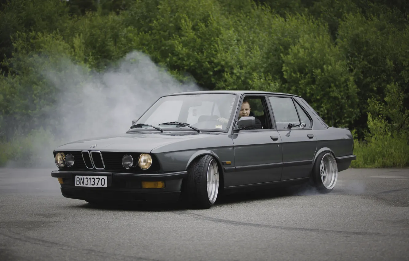 Photo wallpaper BMW, Drift, Car, Smoke, Stance
