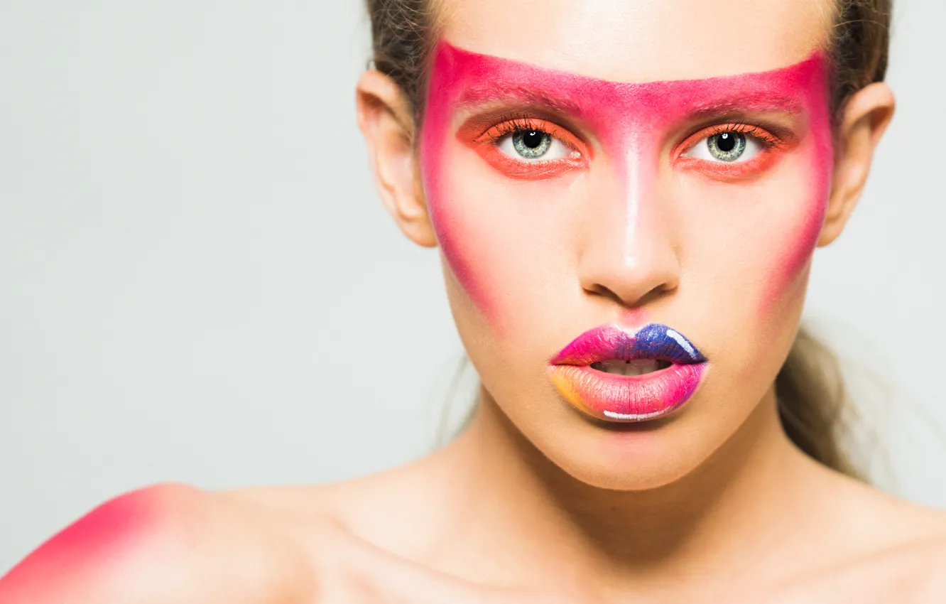 Photo wallpaper girl, lipstick, look, makeup