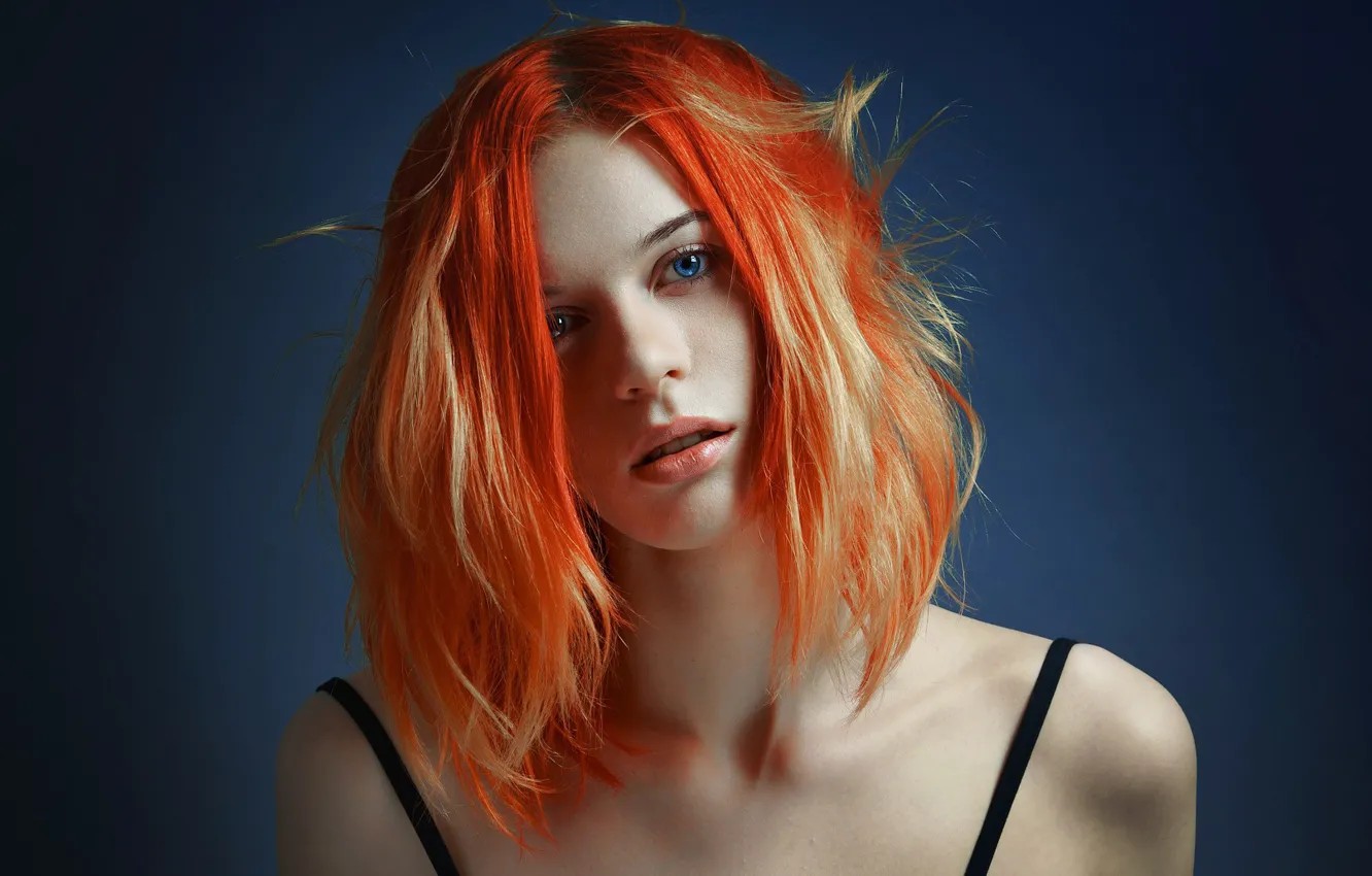 Photo wallpaper the beauty, redhead, blue-eyed