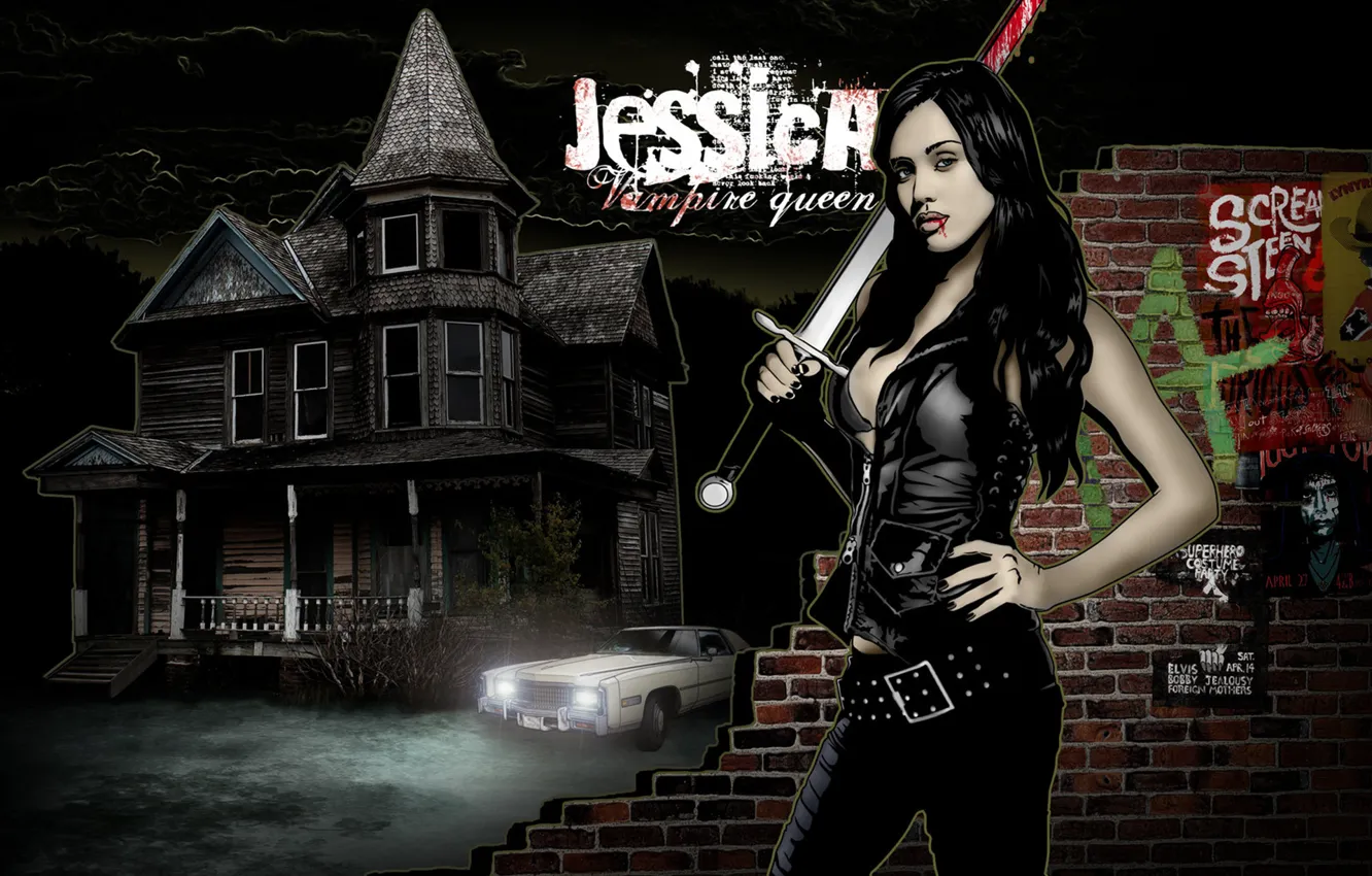 Photo wallpaper sword, jessica alba, art, vampire, vampire queen