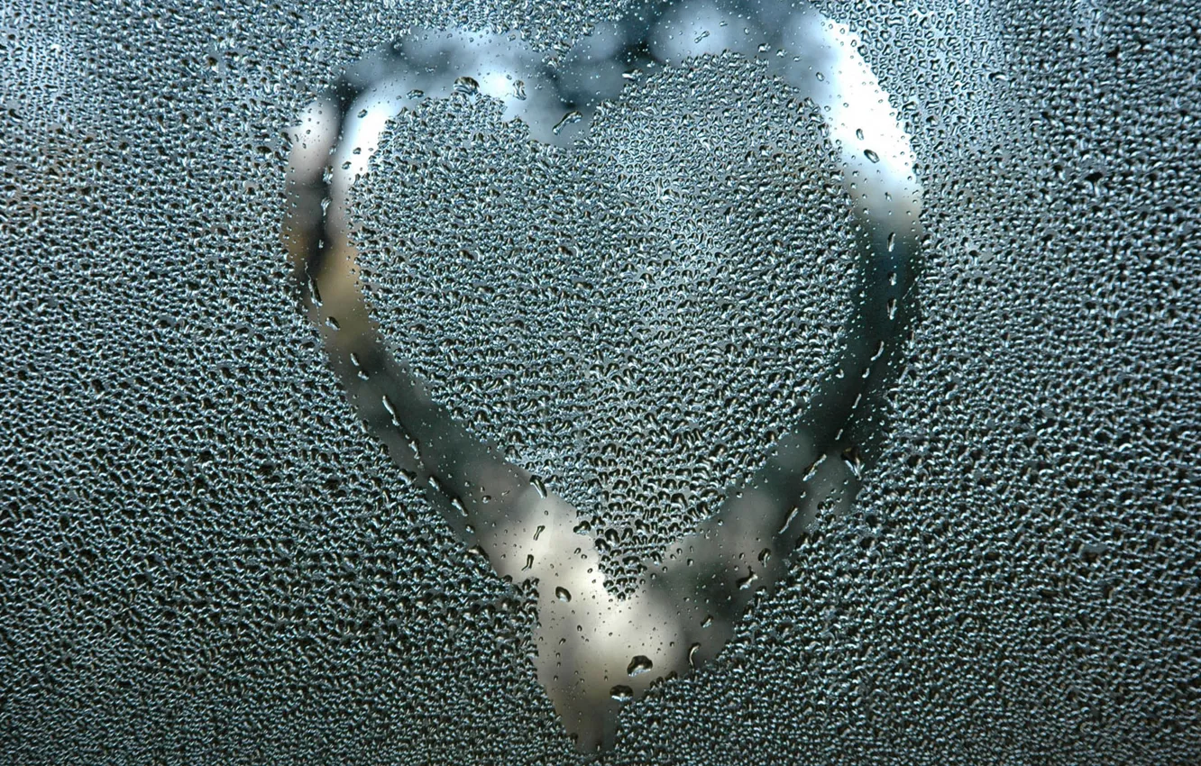 Photo wallpaper glass, drops, macro, figure, heart
