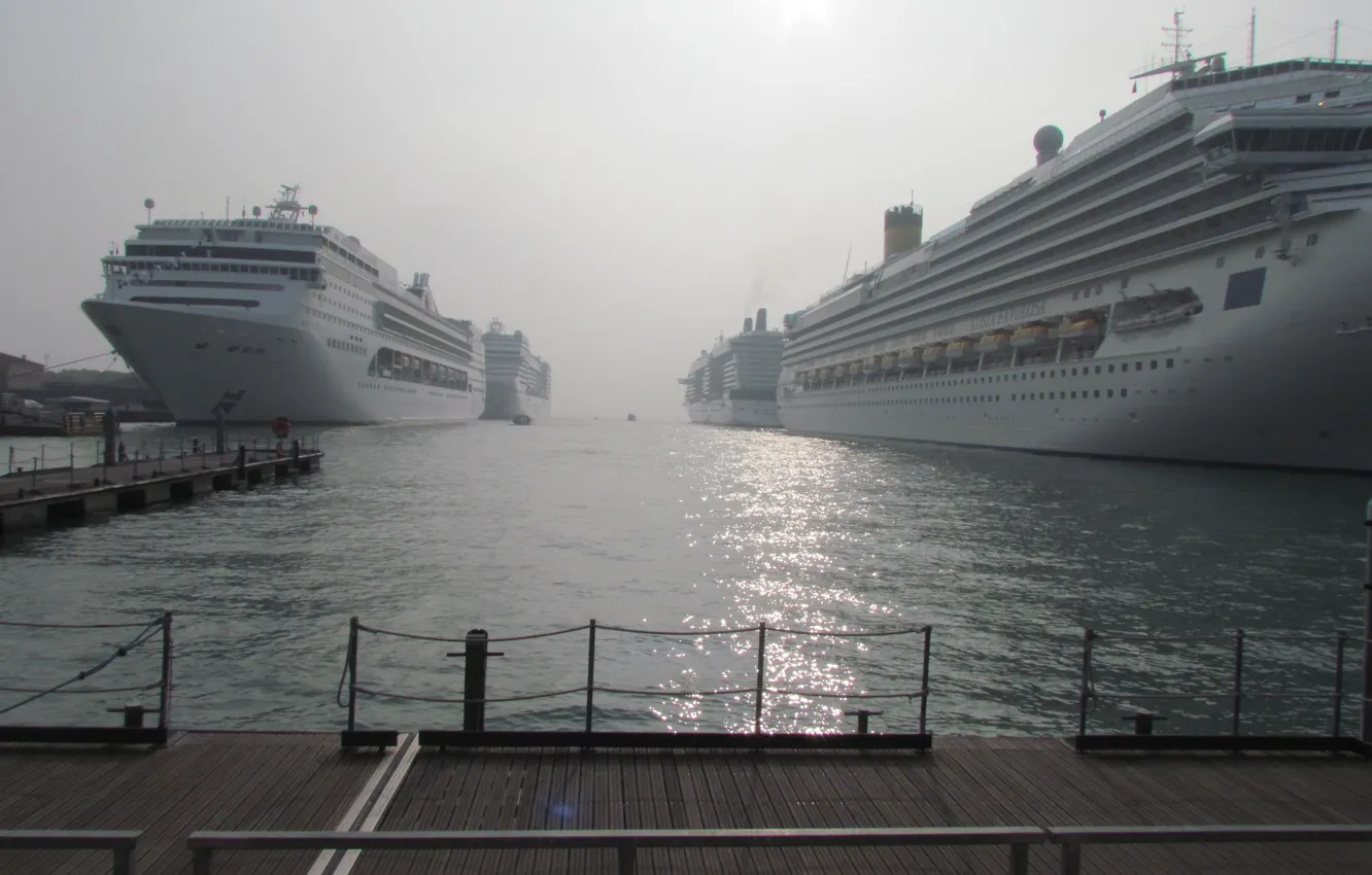 Photo wallpaper sea, water, ships, port, Liners
