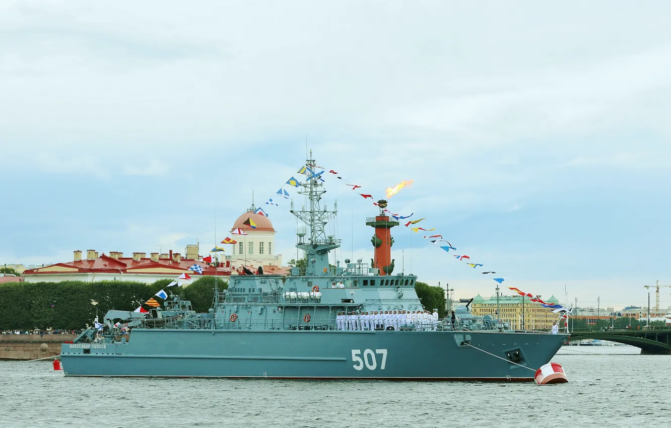 Photo wallpaper ship, parade, Neva, Alexander Obukhov, mine