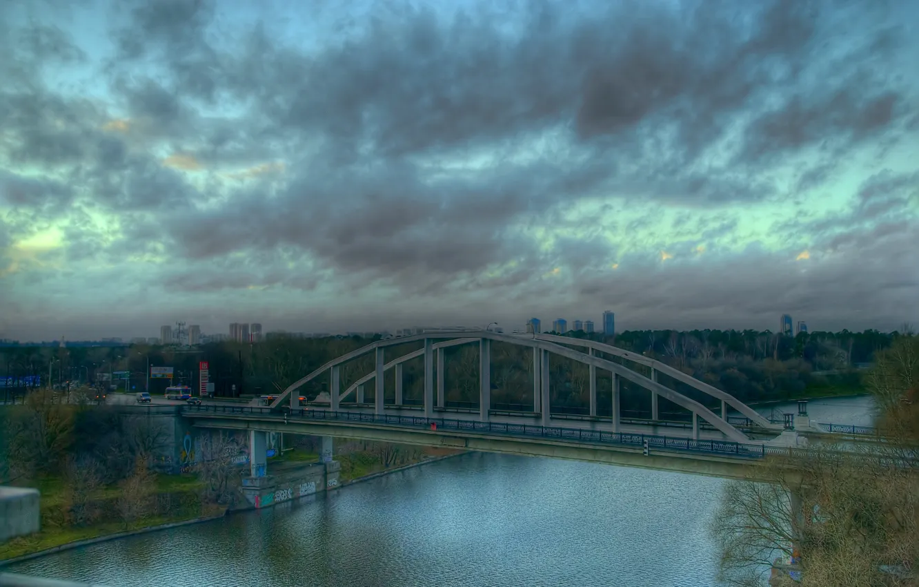 Photo wallpaper bridge, channel, Shchukin, Khoroshevsky straightening