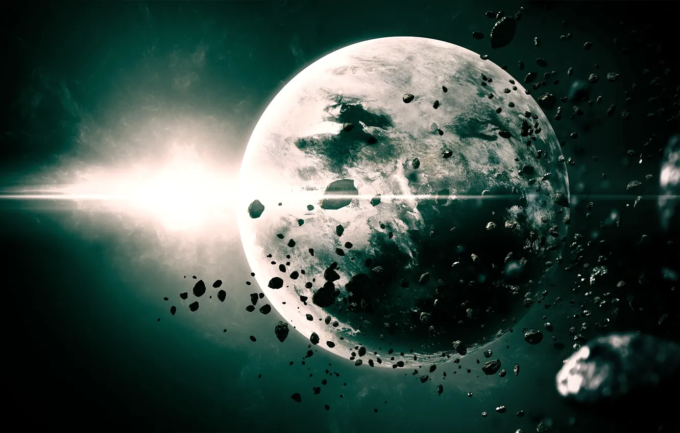 Photo wallpaper space, planet, asteroids, space, star