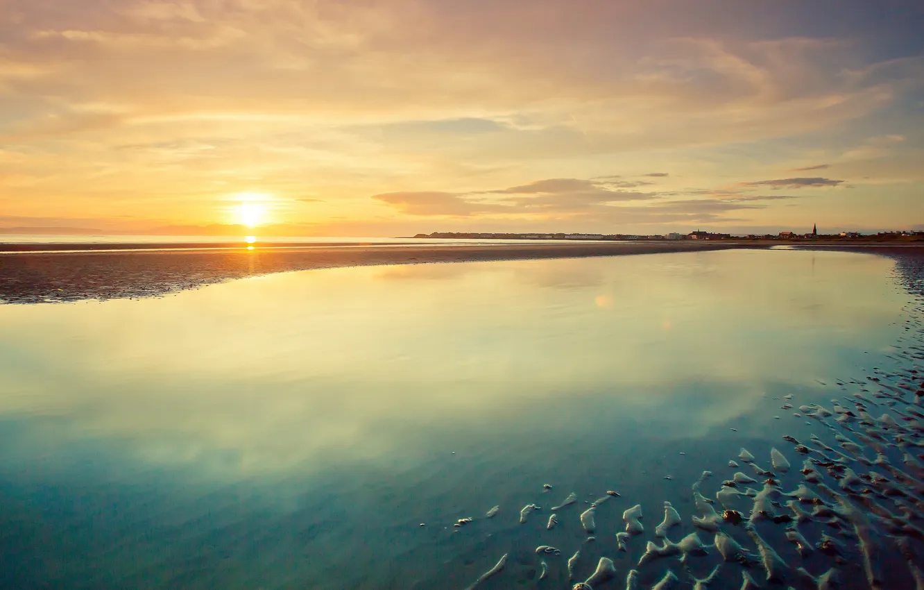 Photo wallpaper sea, landscape, sunset