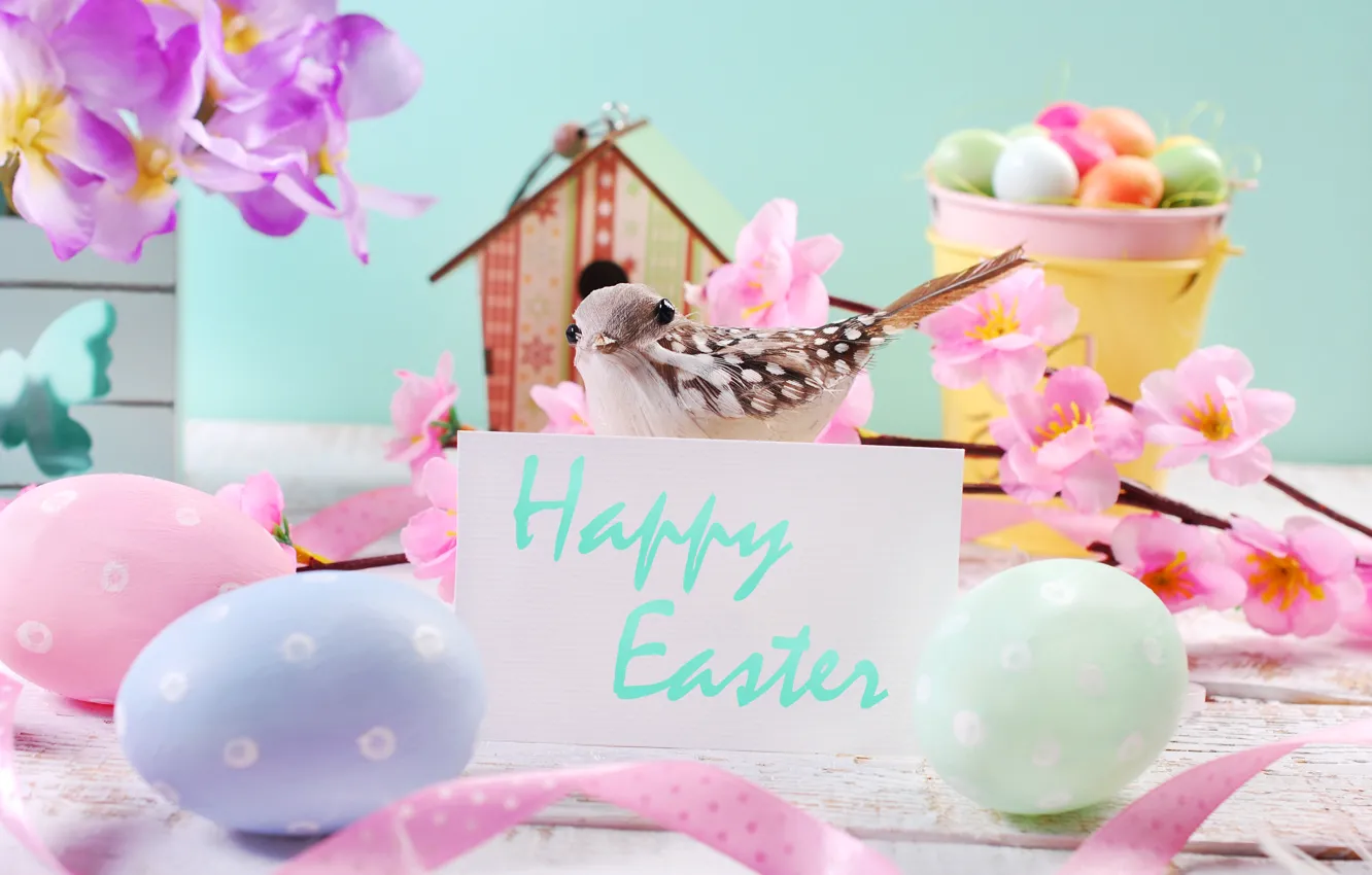 Photo wallpaper flowers, eggs, spring, Easter, flowers, spring, Easter, eggs