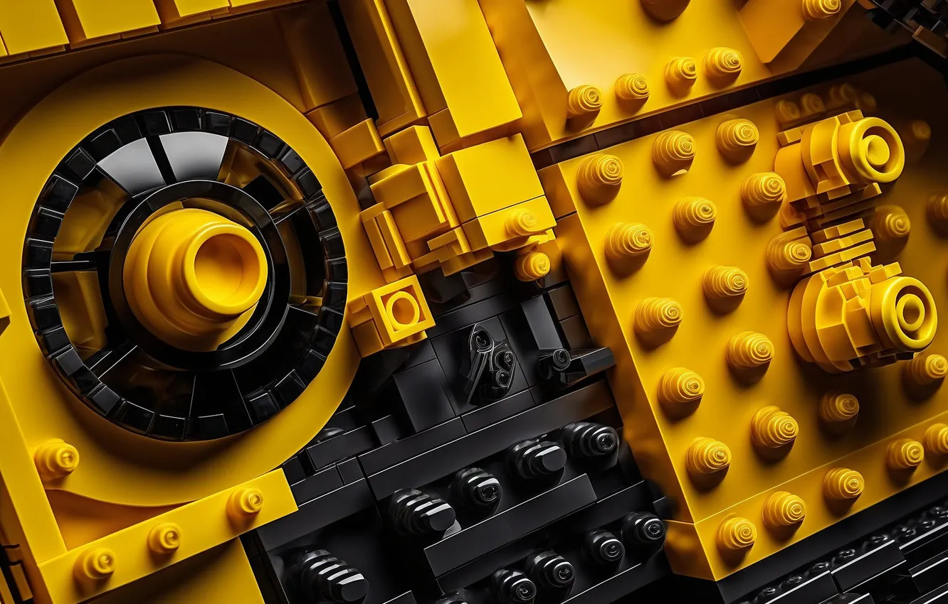 Photo wallpaper yellow, black, details, LEGO