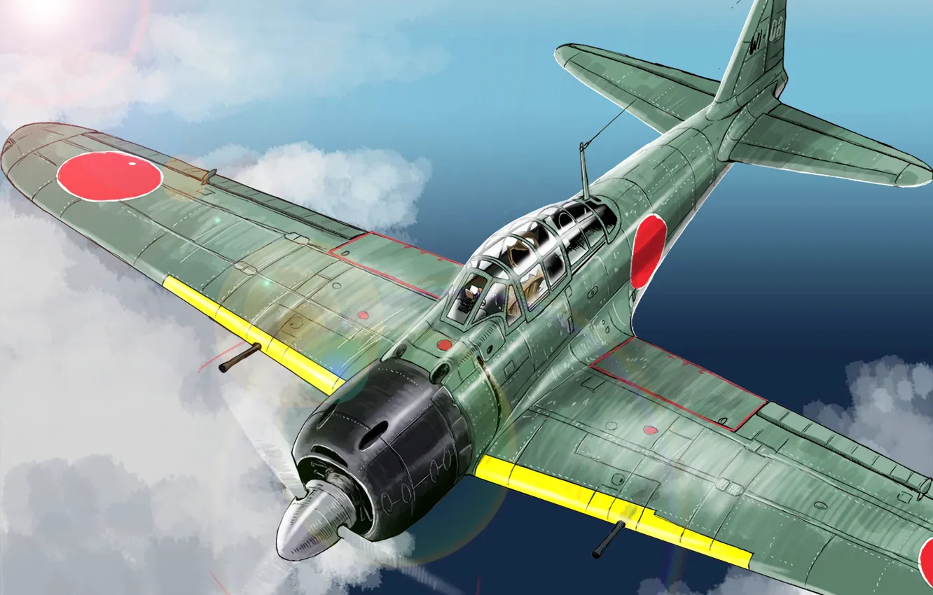 Photo wallpaper Japanese, Zero, carrier-based aircraft, Mitsubishi A6M, NJAF, A6M Reisen