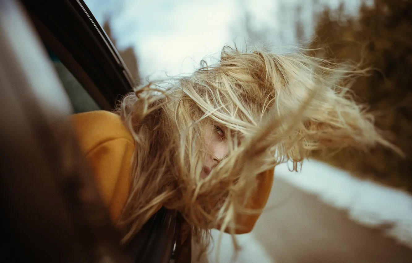 Photo wallpaper the wind, hair, girl look