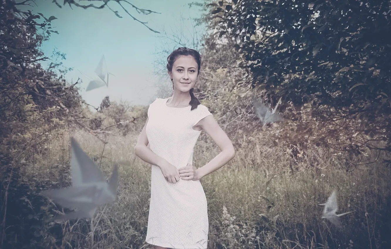 Photo wallpaper grass, girl, dress, photographer, girl, photography, photographer, Vladimir Silaev