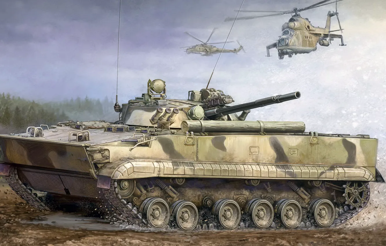 Photo wallpaper Mi-24, The BMP-3, Russian combat armored tracked vehicle, Infantry fighting vehicle-3, MICV