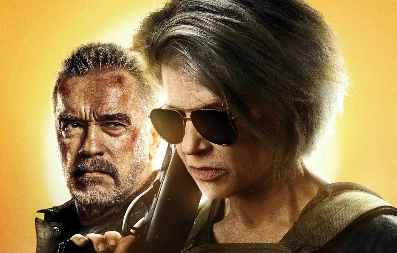 Photo wallpaper fiction, action, poster, Arnold Schwarzenegger, Terminator, Arnold Schwarzenegger, Sarah Connor, Linda Hamilton