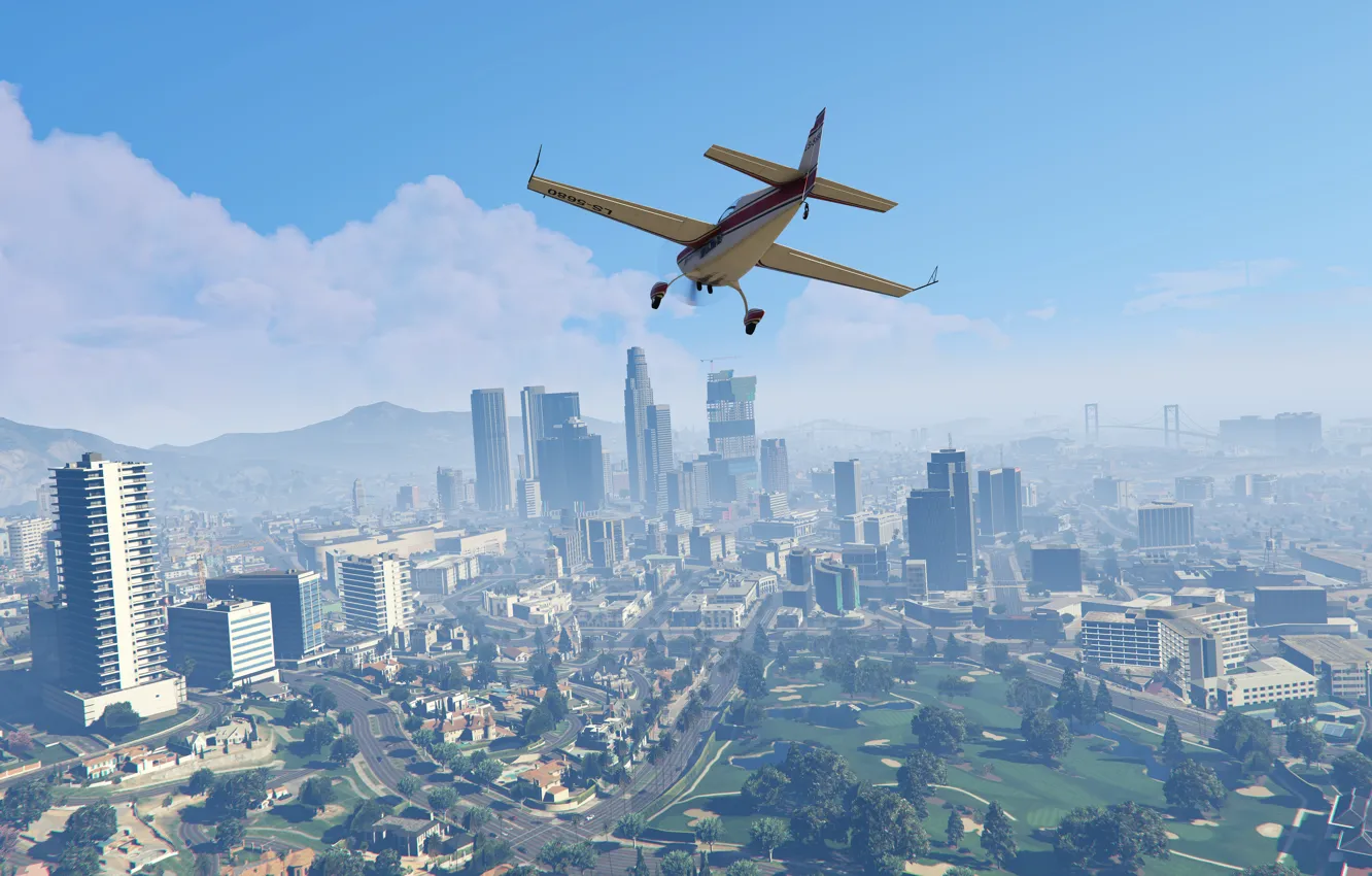 Photo wallpaper landscape, city, games, Grand Theft Auto V, GTA V, gta 5