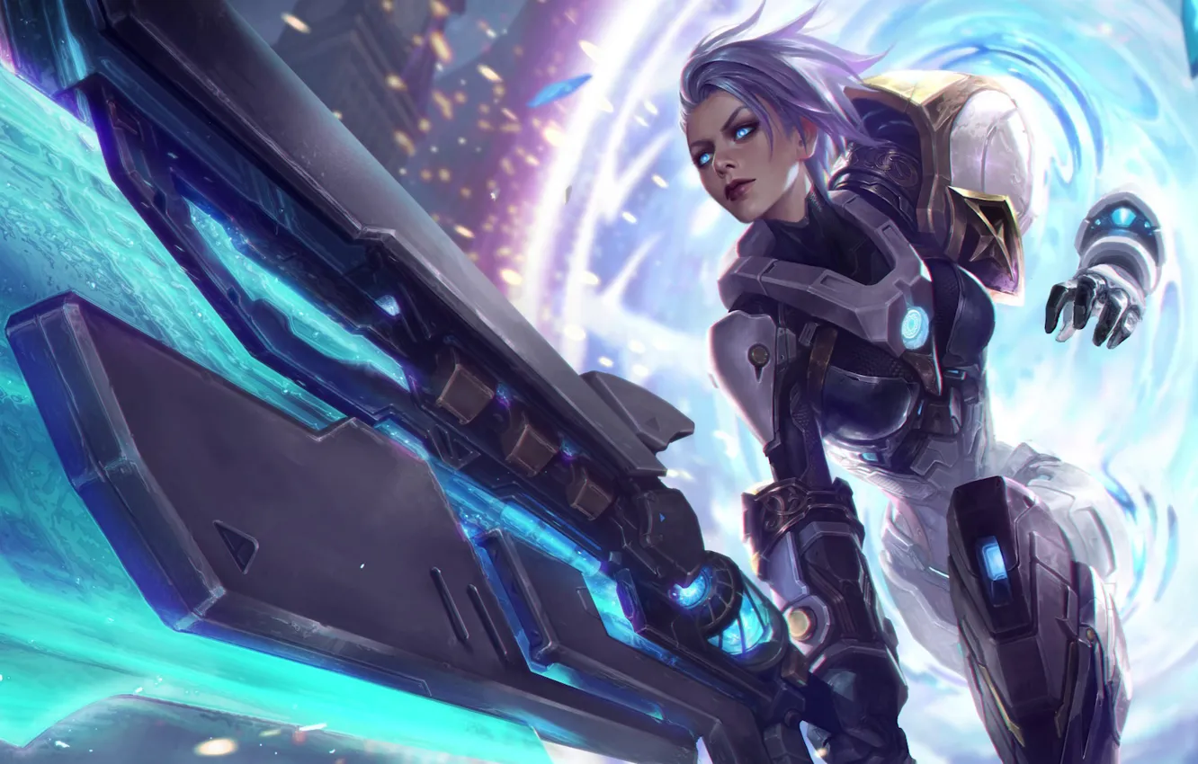 Photo wallpaper look, girl, weapons, League of Legends