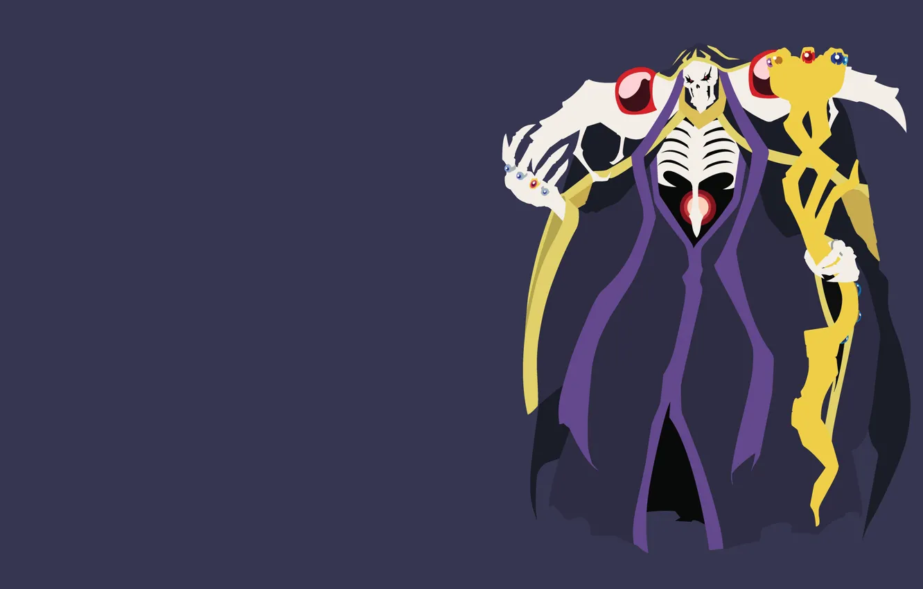Photo wallpaper skeleton, Overlord, cloak, The Lord