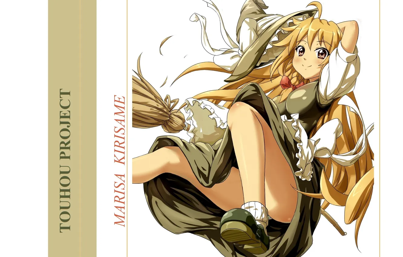 Photo wallpaper broom, long hair, apron, witch hat, witch, Touhou Project, Marisa Kirisame, Project East