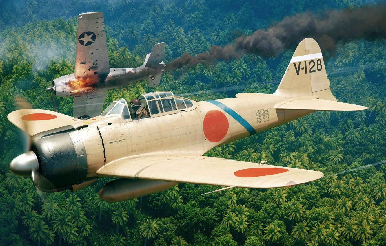 Photo wallpaper Japan, deck-based aircraft, Zero, A6M2, Travel, combat aircraft