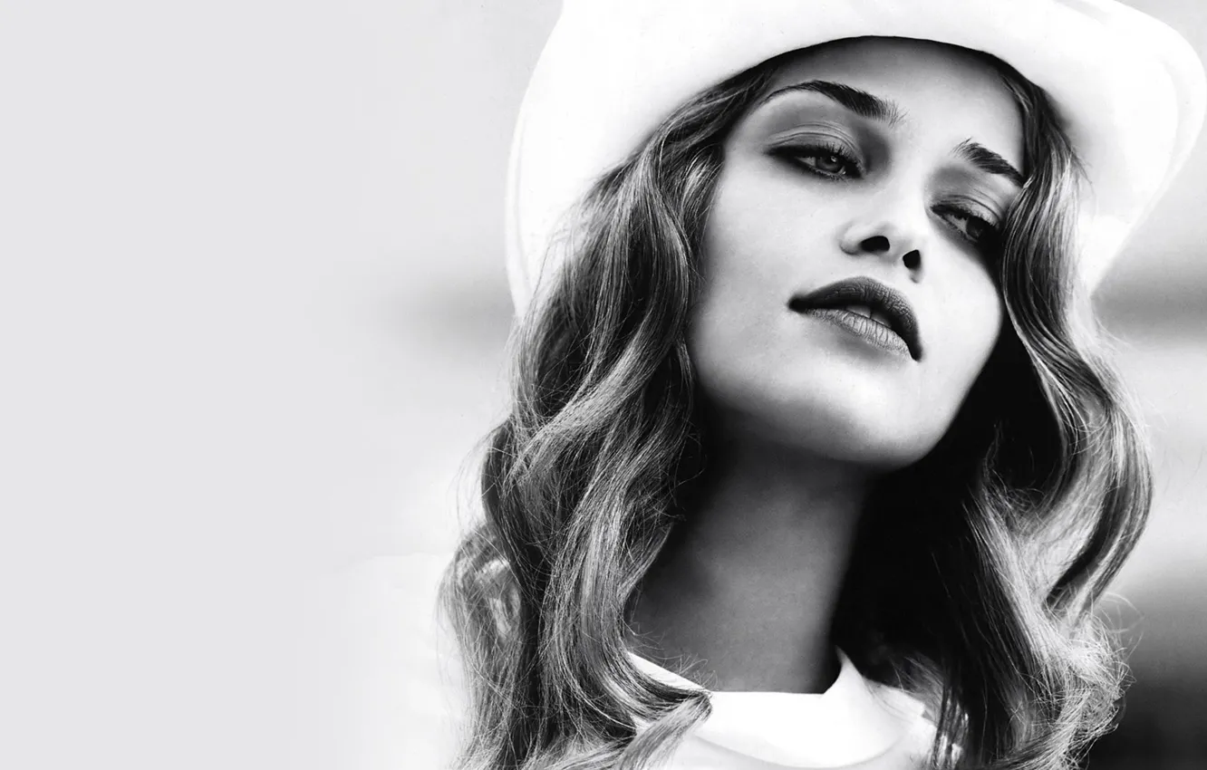 Photo wallpaper girl, model, hat, Ana Beatriz Barros, black and white photo