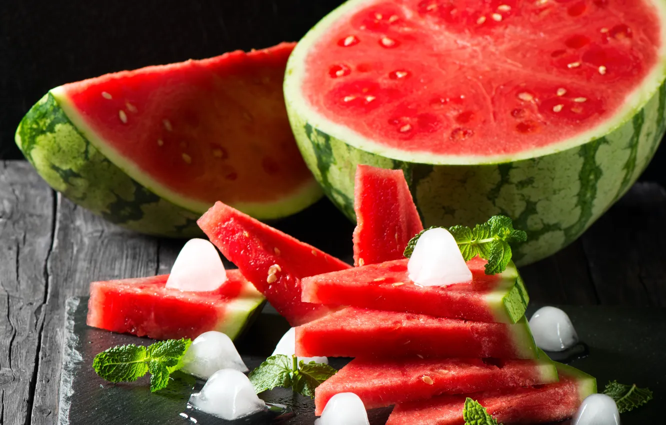 Photo wallpaper ice, watermelon, mint