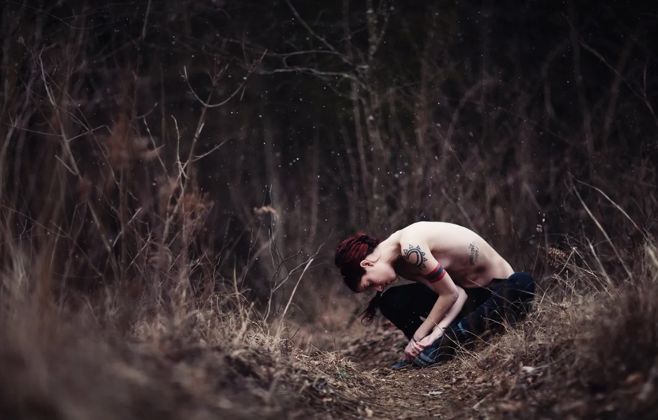 Photo wallpaper girl, mood, tattoo