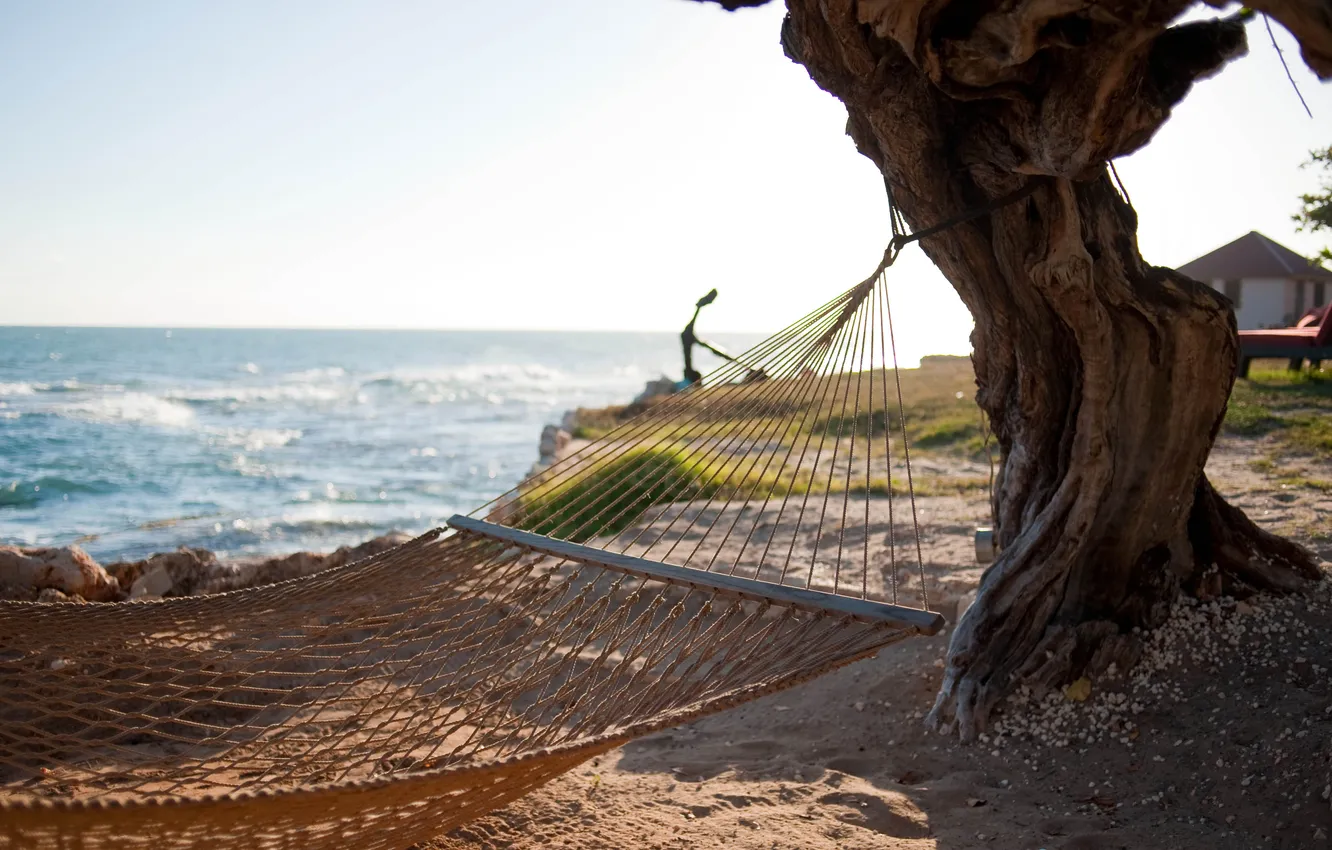 Photo wallpaper mood, the ocean, hammock