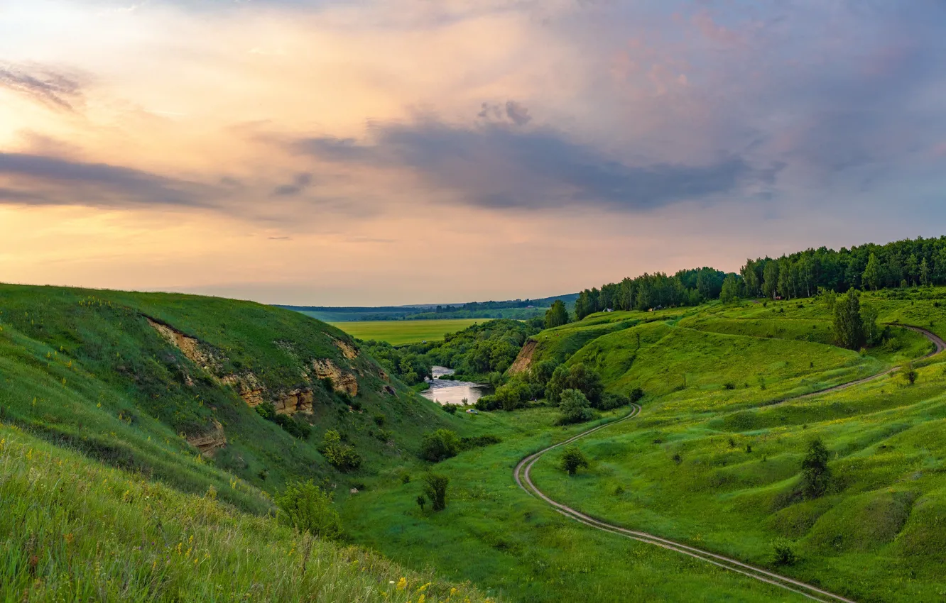 Photo wallpaper hills, Tula oblast, Andrey Gubanov, Ishutin