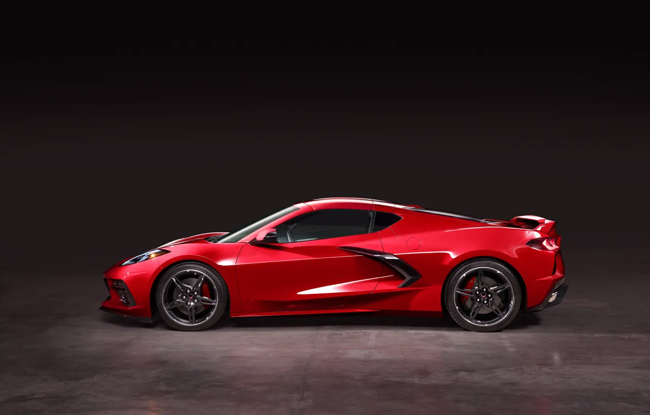 Photo wallpaper Corvette, Chevrolet, profile, sports car, Stingray, 2020, Chevrolet Corvette ( C8 ) Stingray