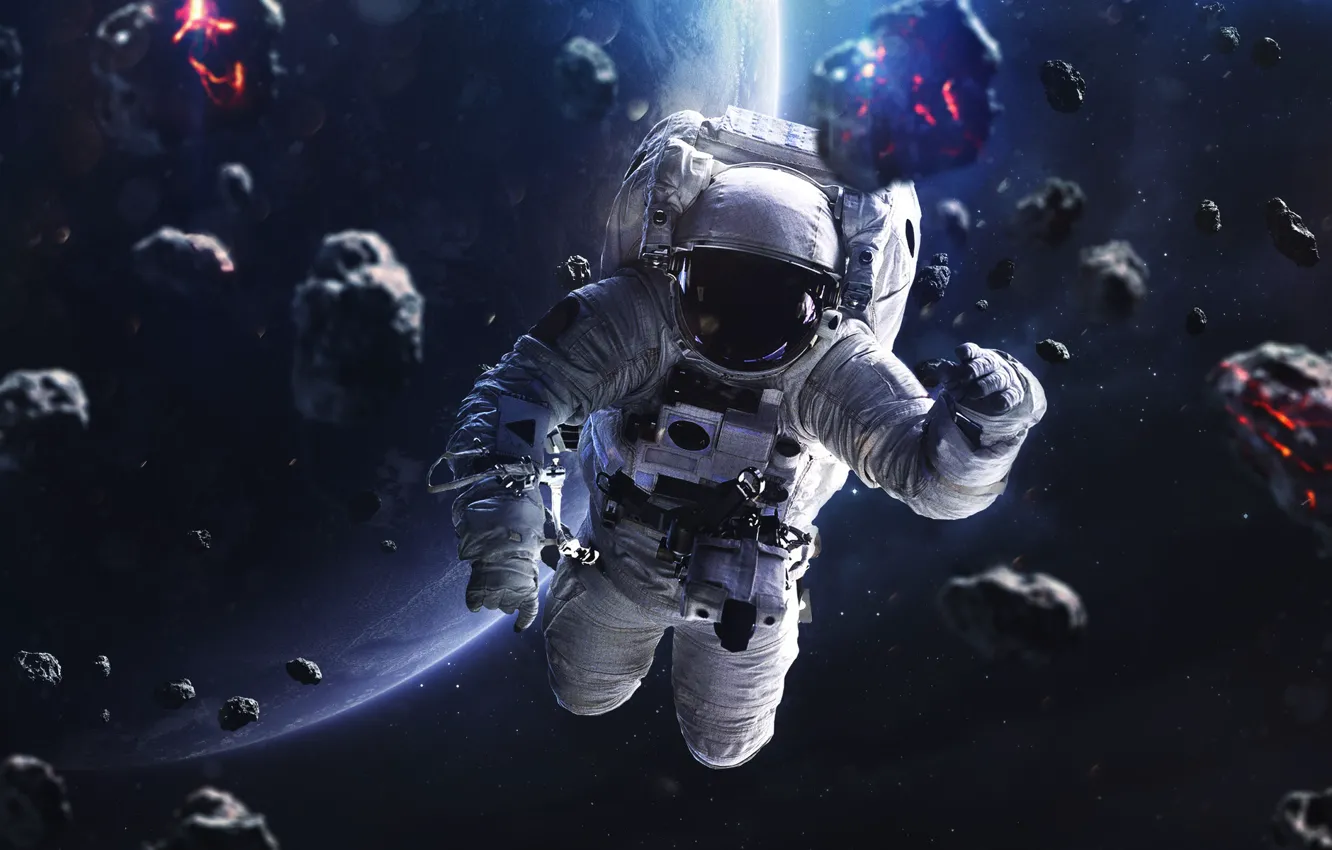 Photo wallpaper Stars, The suit, People, Planet, Space, Astronaut, Costume, Astronaut